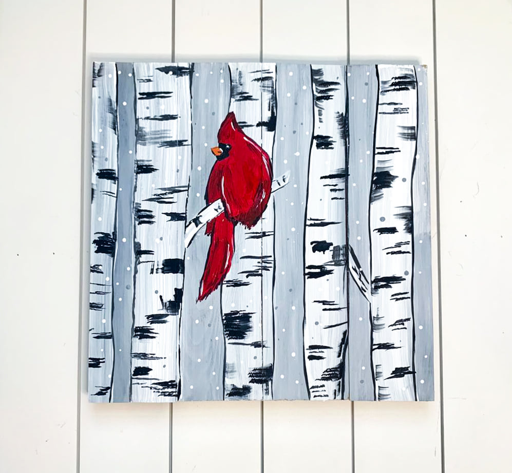 Winter Cardinal DIY Paint at Home Painting Kit.